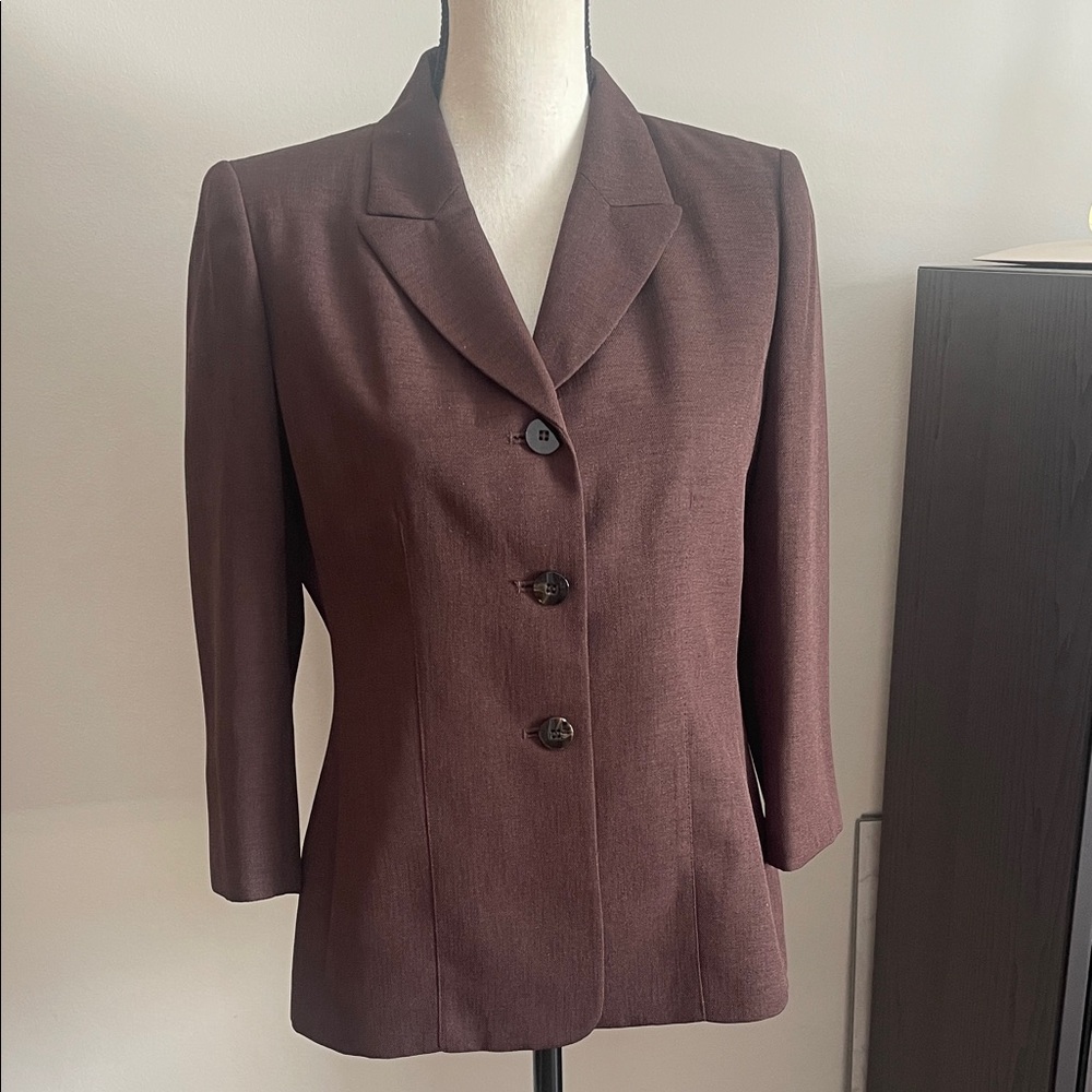 Le Suit Tailored 3 Button Dark Brown Women's Blazer 90’s Vintage Size 6 Petite